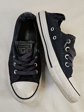 Converse All Stars Shoreline Womens Blue/Black Checked Print Slip Ons Size 7
